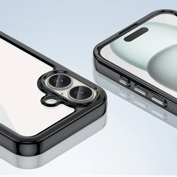 Etui Outer Space Case na iPhone 16e pokrowiec z elastyczną ramką - czarne