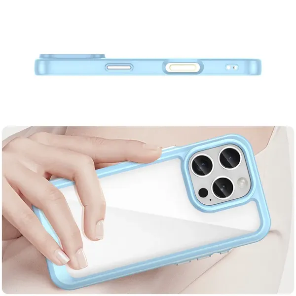 Etui Outer Space Case na iPhone 16e pokrowiec z elastyczną ramką - niebieskie