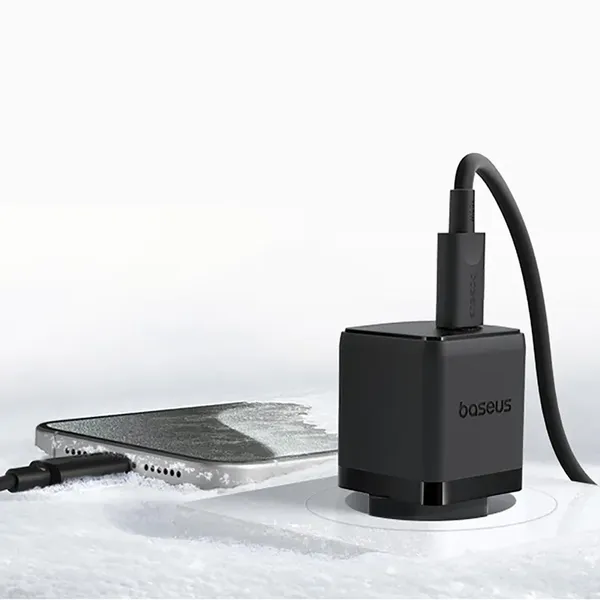 Ładowarka sieciowa Baseus Palm 1C 20W (z kablem Baseus Mini White USB-C 60W (20V/3A) 1m) - czarna