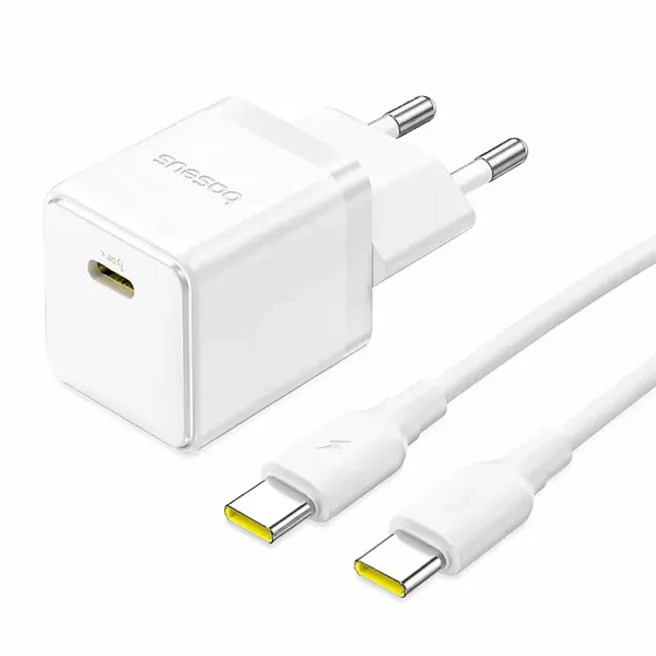 Ładowarka sieciowa Baseus Palm 1C 20W (z kablem Baseus Mini White USB-C 60W (20V/3A) 1m) - biała