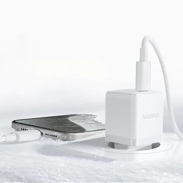 Ładowarka sieciowa Baseus Palm 1C 20W (z kablem Baseus Mini White USB-C 60W (20V/3A) 1m) - biała