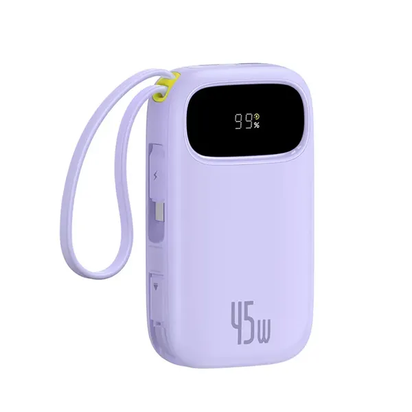 Powerbank Baseus EnerFill FC31 QPow3 20000mAh 45W z wyświetlaczem z kablami USB-C i Lightning - fioletowy