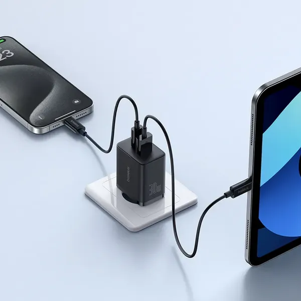 Ładowarka sieciowa Baseus Cube Pro 30W USB-C USB-A - czarna