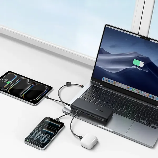 Powerbank Baseus EnerFill FC41 20000mAh 100W z wyświetlaczem cyfrowym i wbudowanym podwójnym kablem USB-C - czarny