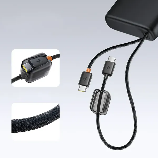 Powerbank Baseus EnerFill FC41 25000mAh 145W z wyświetlaczem cyfrowym i wbudowanym podwójnym kablem USB-C - czarny