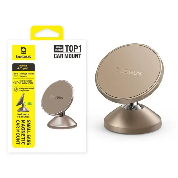 Uchwyt magnetyczny Baseus GoTrip DC1 kompatybilny z MagSafe na szybę/deskę rozdzielczą - złoty