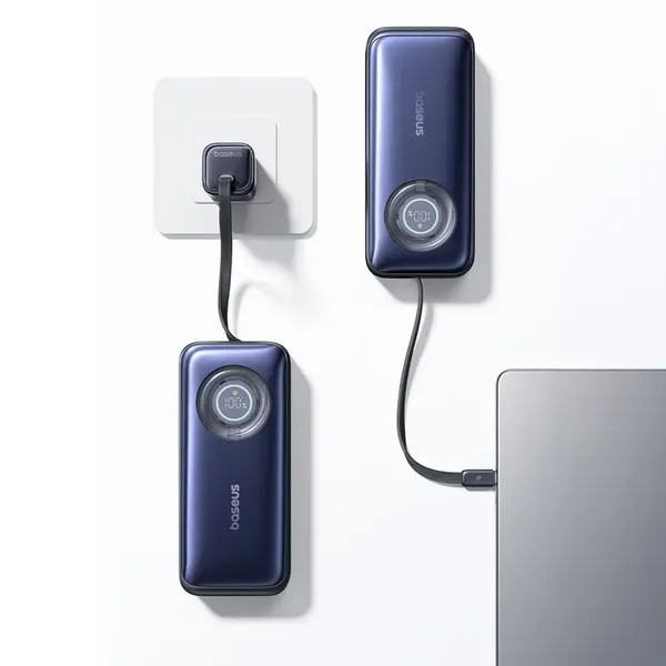 Powerbank Baseus EnerCore CR11 20000mAh 100W ze zwijanym kablami USB-C - czarny