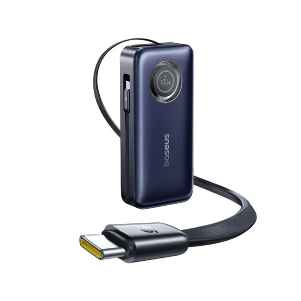 Powerbank Baseus EnerCore CR11 20000mAh 100W ze zwijanym kablami USB-C - czarny