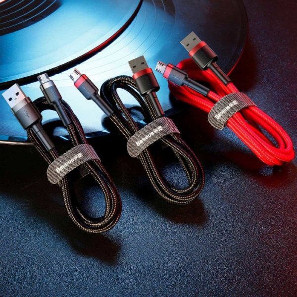 Kabel Baseus Cafule Cable CAMKLF-B09 USB-A / micro USB 2.4A 1 m - czerwony