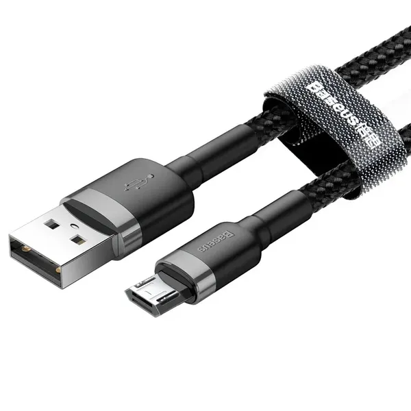 Baseus Cafule Cable wytrzymały nylonowy kabel przewód USB / micro USB 1.5A 2M czarno-szary (CAMKLF-CG1)