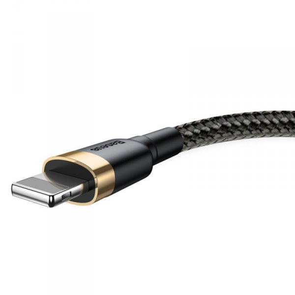 Baseus Cafule Cable wytrzymały nylonowy kabel przewód USB / Lightning QC3.0 1.5A 2M czarno-złoty (CALKLF-CV1)