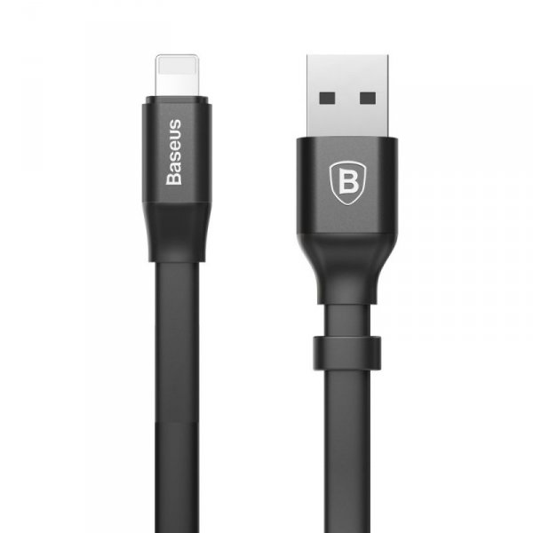 Baseus Nimble płaski kabel przewód USB / Lightning z uchwytem 2A 0,23M czarny (CALMBJ-B01)