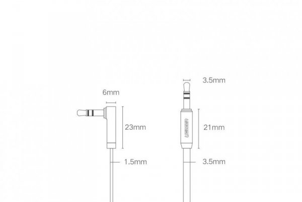 Ugreen płaski kabel przewód audio AUX 3,5 mm mini jack 2m srebrny (10599)