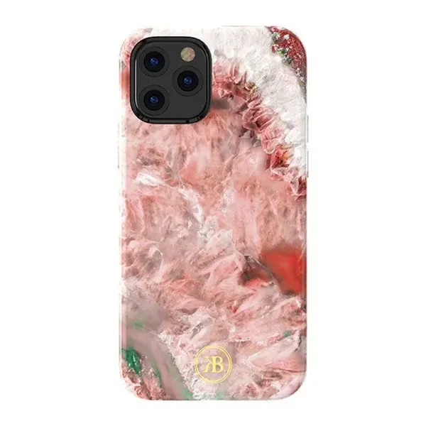 Kingxbar Agate Series eleganckie etui pokrowiec z nadrukiem agat iPhone 12 mini czerwony