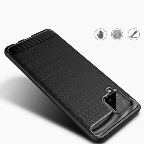 Carbon Case elastyczne etui pokrowiec Samsung Galaxy A42 5G niebieski