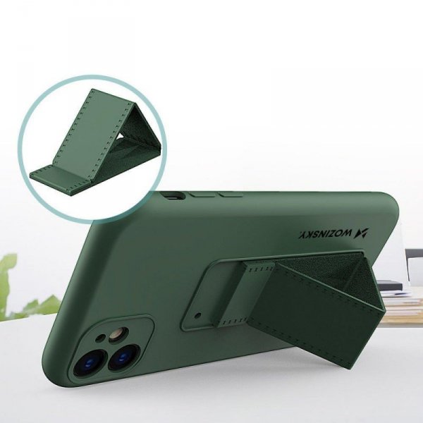 Wozinsky Kickstand Case silikonowe etui z podstawką iPhone 12 mini miętowe