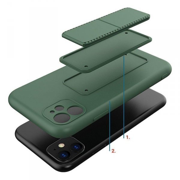Wozinsky Kickstand Case silikonowe etui z podstawką iPhone 12 Pro ciemnozielone