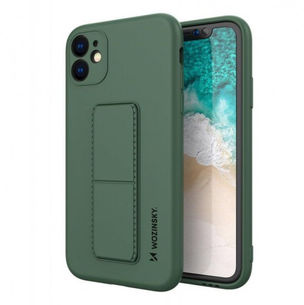 Wozinsky Kickstand Case silikonowe etui z podstawką iPhone 12 Pro Max ciemnozielone