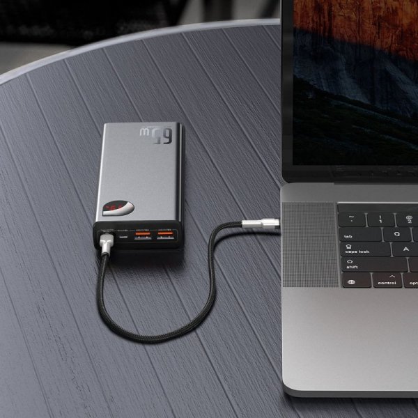 Baseus Adaman powerbank 2x USB / 1x USB Typ C / 1x micro USB 20000mAh 65W Quick Charge 3.0 Power Delivery czarny (PPIMDA-D01)