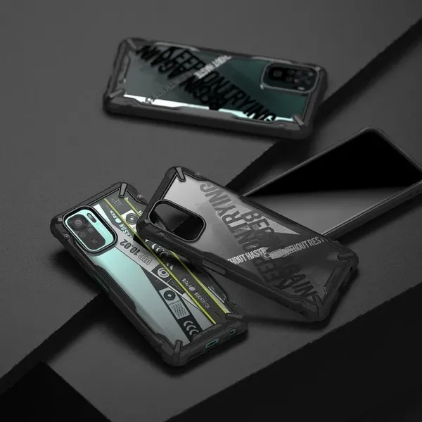 Ringke Fusion X Design etui pancerny pokrowiec z ramką Xiaomi Redmi Note 10 / Redmi Note 10S czarny (Ticket band) (XDXI0029)