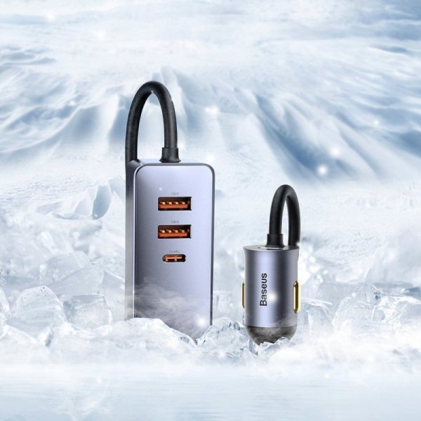 Baseus Share Together ładowarka samochodowa 2x USB / 2x USB Typ C 120W PPS Quick Charge Power Delivery szary (CCBT-A0G)