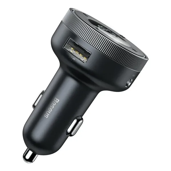 Baseus Enjoy transmiter FM ładowarka samochodowa LED 2x USB / 3,5mm jack bezprzewodowy odtwarzacz MP3 Bluetooth 5.0 3.4A czarny 