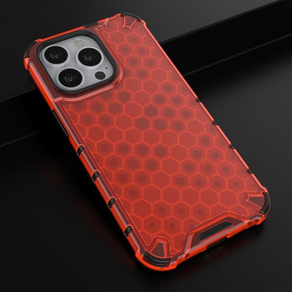 Honeycomb etui pancerny pokrowiec z żelową ramką iPhone 13 Pro czerwony