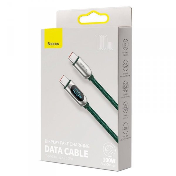 Kabel Baseus CATSK-C06 USB-C - USB-C PD QC 100W 5A 480Mb/s 2m - zielony