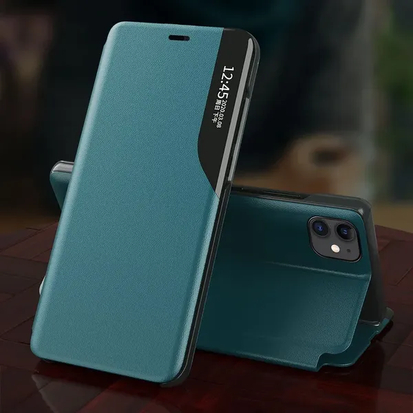 Eco Leather View Case elegancki futerał etui z klapką i funkcją podstawki iPhone 13 mini niebieski