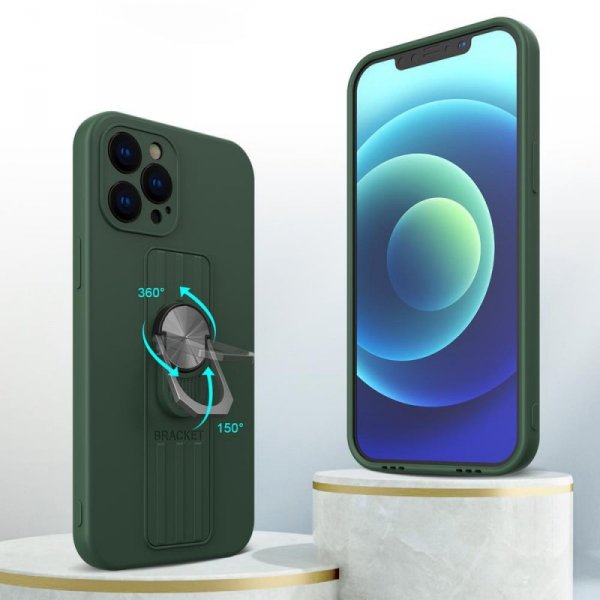 Ring Case silikonowe etui z uchwytem na palec i podstawką do iPhone 11 Pro Max jasnoniebieski