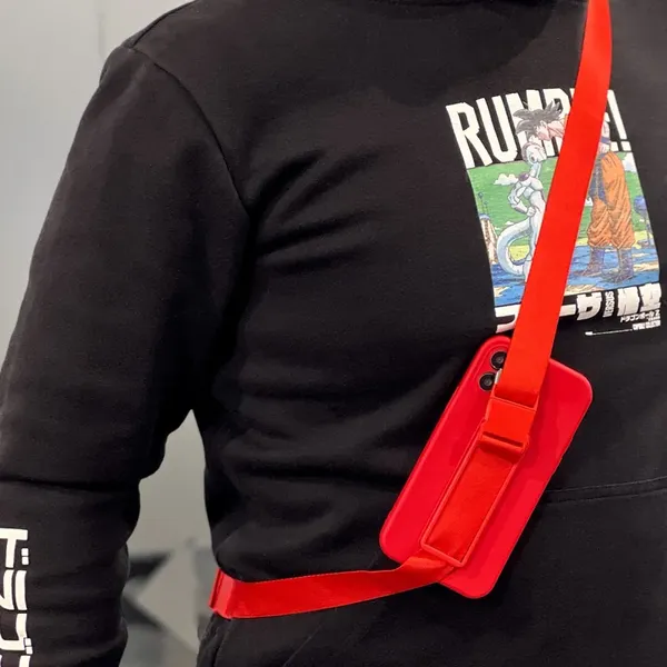 Rope case żelowe etui ze smyczą łańcuszkiem torebka smycz iPhone 12 mini ciemnozielony