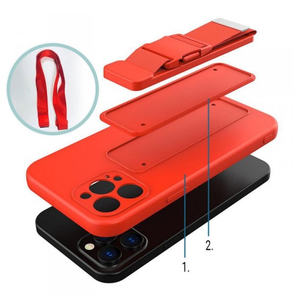 Rope case żelowe etui ze smyczą łańcuszkiem torebka smycz Xiaomi Redmi Note 10 / Redmi Note 10S czarny