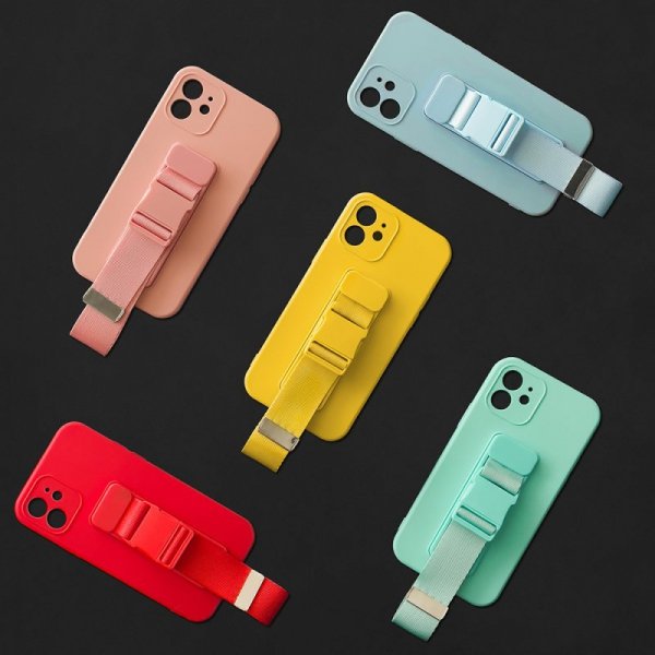 Rope case żelowe etui ze smyczą łańcuszkiem torebka smycz Samsung Galaxy A12 niebieski