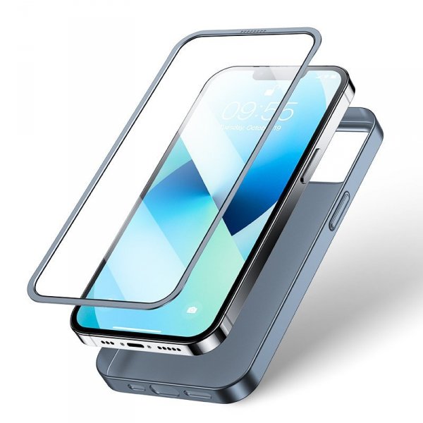 Joyroom 360 Full Case etui pokrowiec do iPhone 13 obudowa na tył i przód + szkło hartowane szary (JR-BP927 tarnish)