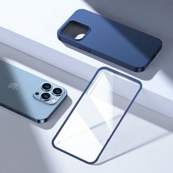 Joyroom 360 Full Case etui pokrowiec do iPhone 13 Pro obudowa na tył i przód + szkło hartowane niebieski (JR-BP935 blue)