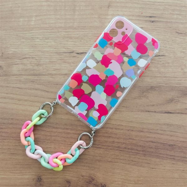 Color Chain Case żelowe elastyczne etui z łańcuchem łańcuszkiem zawieszką do iPhone 8 Plus / iPhone 7 Plus wielokolorowy