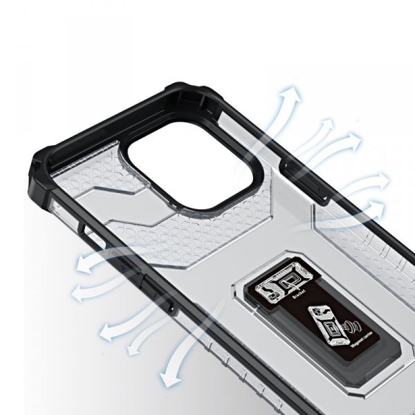 Crystal Ring Case pancerne hybrydowe etui pokrowiec + magnetyczny uchwyt iPhone 12 Pro Max czarny