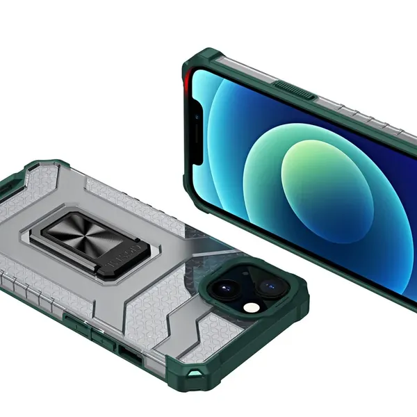 Crystal Ring Case pancerne hybrydowe etui pokrowiec + magnetyczny uchwyt iPhone 13 mini zielony
