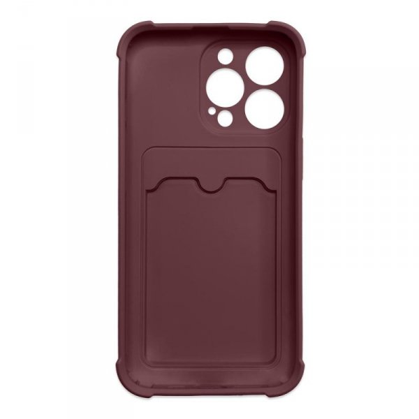 Card Armor Case etui pokrowiec do iPhone 12 Pro portfel na kartę silikonowe pancerne etui Air Bag malinowy