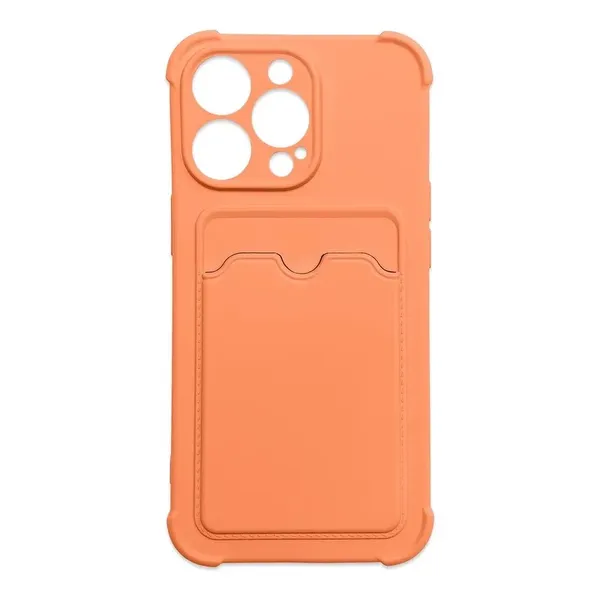 Card Armor Case etui pokrowiec do iPhone 12 Pro Max portfel na kartę silikonowe pancerne etui Air Bag pomarańczowy
