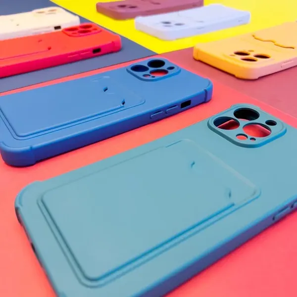 Card Armor Case etui pokrowiec do iPhone 13 Pro portfel na kartę silikonowe pancerne etui Air Bag czerwony