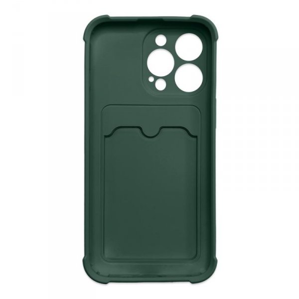 Card Armor Case etui pokrowiec do Samsung Galaxy A22 4G portfel na kartę silikonowe pancerne etui Air Bag zielony