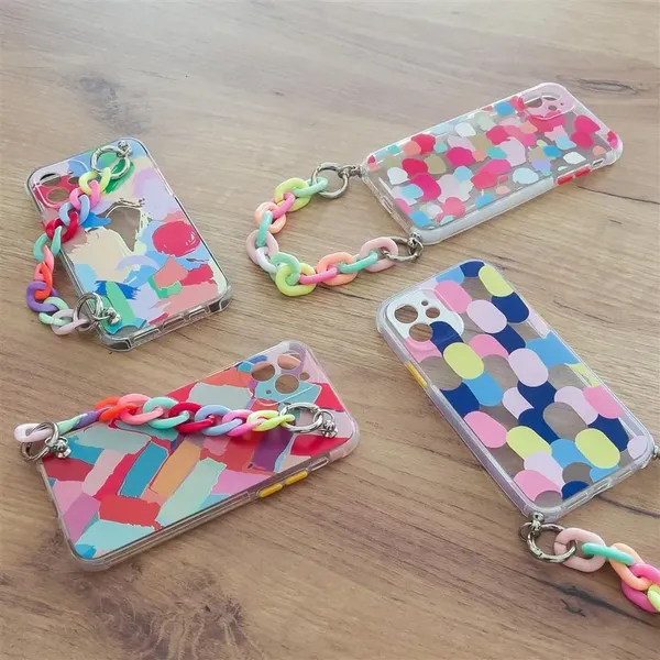 Color Chain Case żelowe elastyczne etui z łańcuchem łańcuszkiem zawieszką do Samsung Galaxy A42 5G wielokolorowy (3)