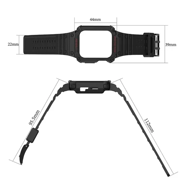 Pasek z etui ochronnym Protect Strap Band do Apple Watch 38 / 40 / 41 mm opaska obudowa pancerna - przezroczysty