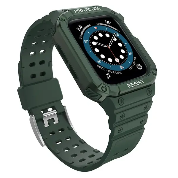 Protect Strap Band opaska z etui do Apple Watch 7 / 6 / 5 / 4 / 3 / 2 / SE (45 / 44 / 42mm) obudowa pancerny pokrowiec na zegare