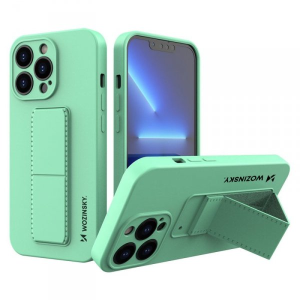 Wozinsky Kickstand Case silikonowe etui z podstawką iPhone 13 Pro miętowe