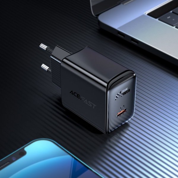 Acefast szybka ładowarka sieciowa USB Typ C 20W Power Delivery czarny (A1 EU black)