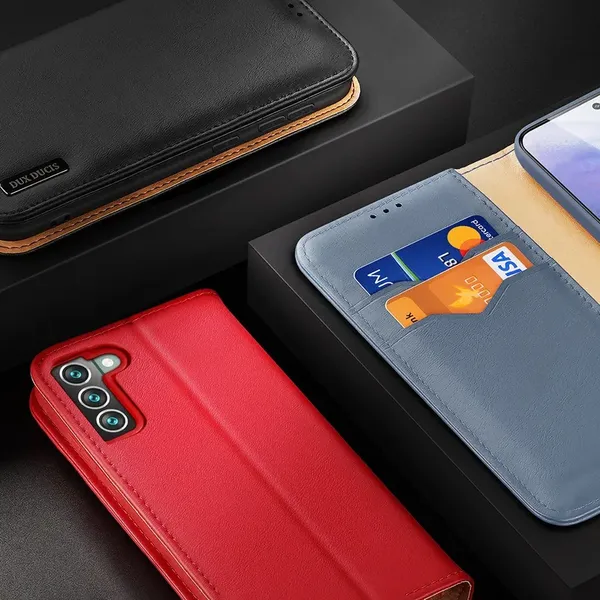 Dux Ducis Hivo skórzane etui z klapką pokrowiec ze skóry naturalnej portfel na karty i dokumenty Samsung Galaxy S22+ (S22 Plus) 