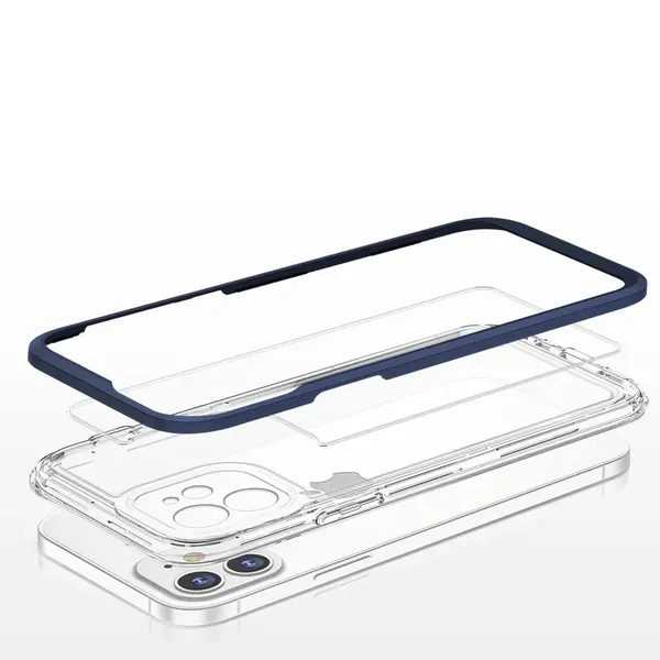 Clear 3in1 etui do iPhone 12 żelowy pokrowiec z ramką niebieski