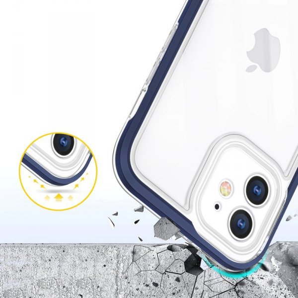 Clear 3in1 etui do iPhone 12 żelowy pokrowiec z ramką niebieski